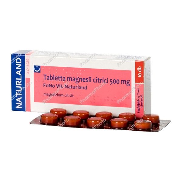 Magnesii citrici NATURLAND 500 mg tabletta 10x