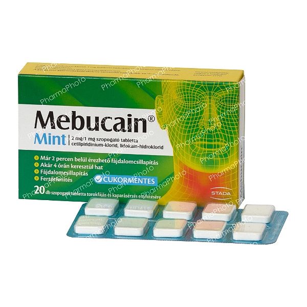 Mebucain Mint 2mg/1mg szopogató tabletta 20x